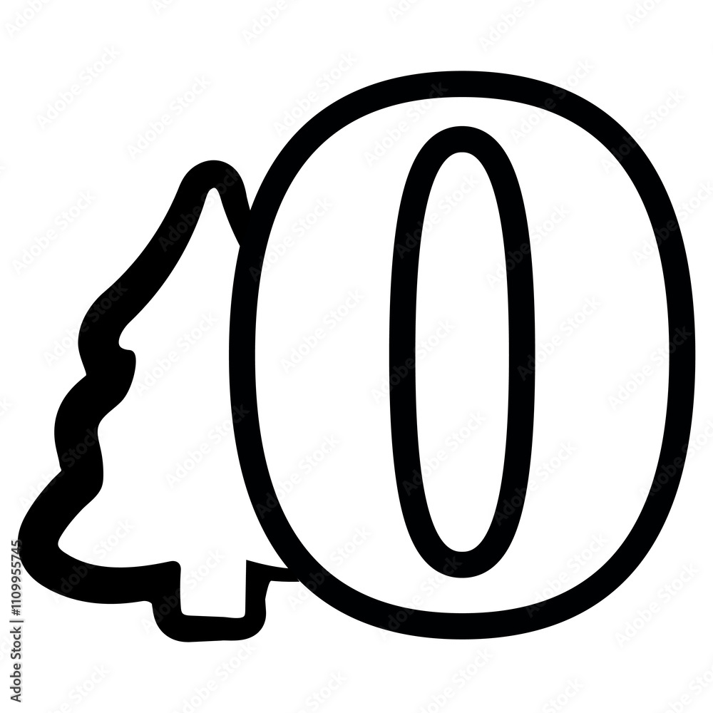 simple number zero design with Christmas design, namely Christmas tree drawn in black outline, for Christmas designs, patterns or posters simple number zero design with Christmas design, namely Christmas tree drawn in black outline, for Christmas designs, patterns or posters