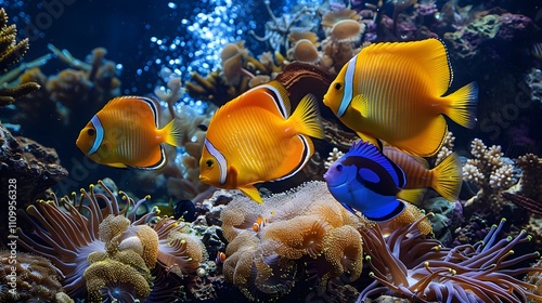 Beautiful underwater world There are sea animals and corals.