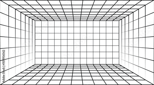 Perspective grid room background vector illustration. Editable and Scalable.