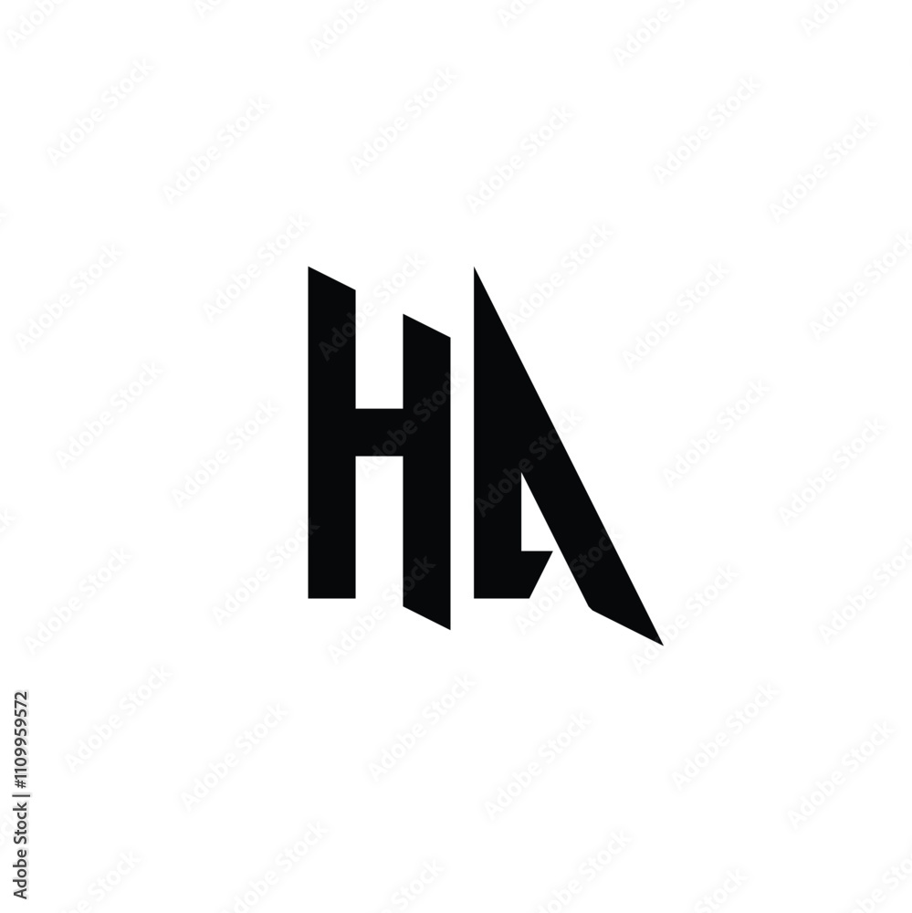 Obraz premium HA monogram logo design letter text name symbol monochrome logotype alphabet character simple logo
