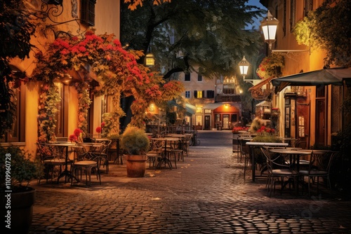 City Escape: Highlight a cosmopolitan drink with a quaint village square in a bustling city.