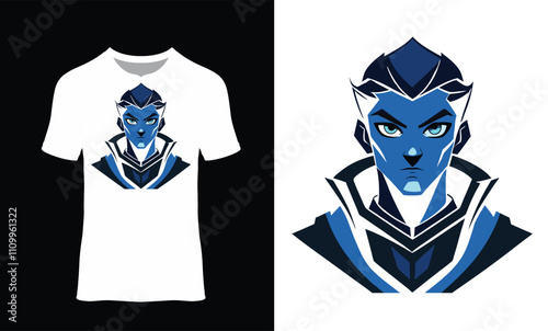 featuring a color palette of black and blue boys logo t-shirt front mockup design.