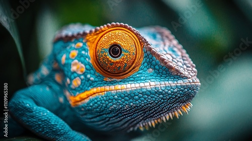 Close up of a Chameleon s Rotating Eyes and Shifting Skin Symbolizing Adaptation and Survival photo