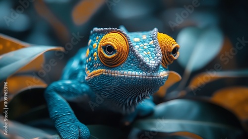 A Chameleon s Shifting Colors and Rotating Eyes Symbolizing Adaptive Survival in Nature photo
