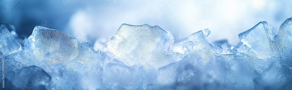 Close-up abstract ice texture with crystalline formations, ideal for winter-themed designs, publications on climate change, or artistic presentations related to cold environments.