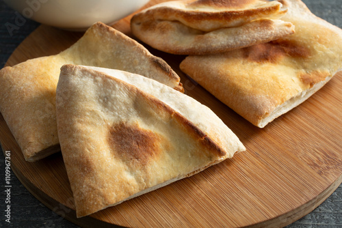 A view of slices of Armenian bread. photo