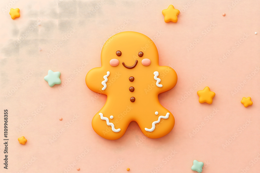 Cute Gingerbread Cookie 3D Illustration Cute Gingerbread Cookie 3D Illustration