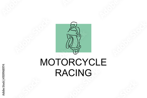 motorcycle racing sport vector line icon. motorcyclists speeding around the circuit. sport pictogram illustration.