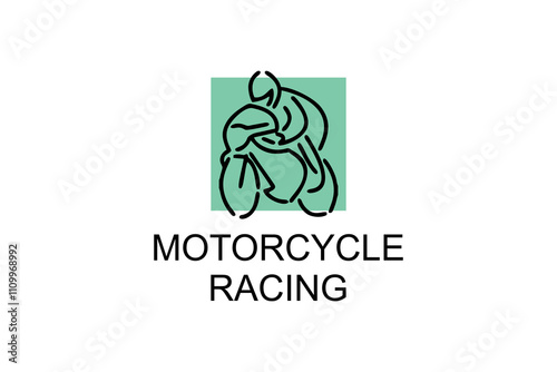 motorcycle racing sport vector line icon. motorcyclists speeding around the circuit. sport pictogram illustration.