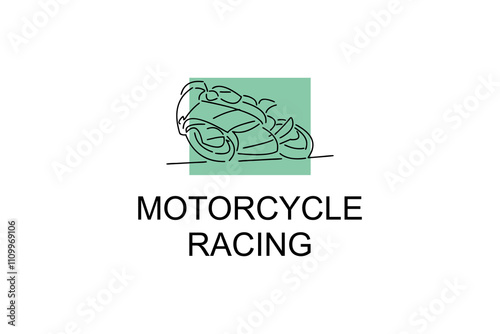 motorcycle racing sport vector line icon. motorcyclists speeding around the circuit. sport pictogram illustration.