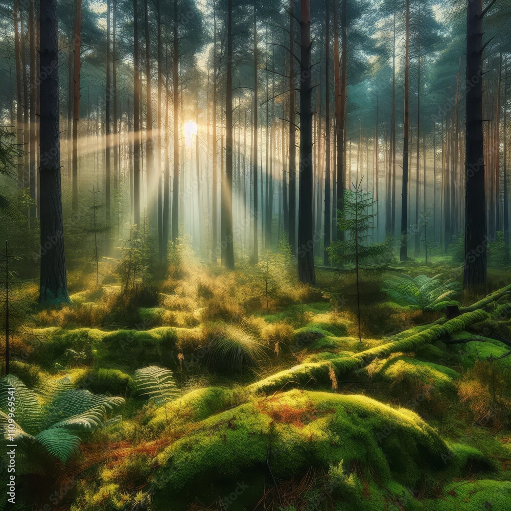 Fototapeta premium morning in a pine forest 