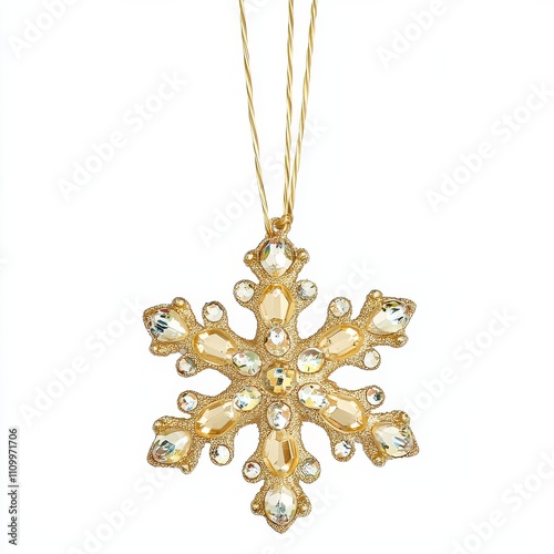 Elegant snowflake pendant jewelry winter fashion product showcase studio setting close-up view luxury accessory concepts