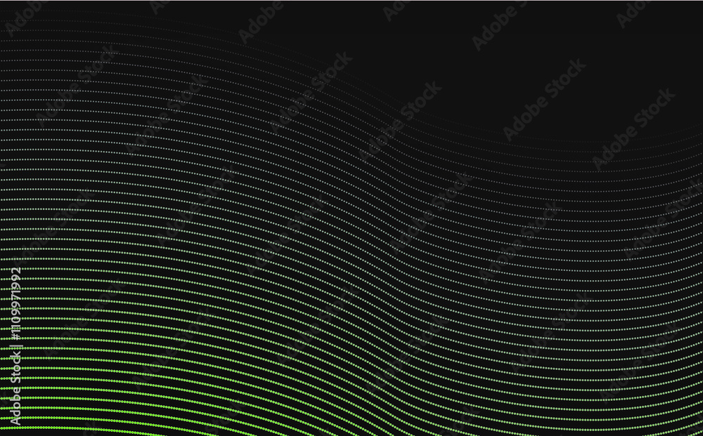 green halftone abstract wave with dark background. Abstract green dots background with waves for banner. Medium banner size. background illustration with lines. green halftone abstract wave with dark background. Abstract green dots background with waves for banner. Medium banner size. background illustration with lines.
