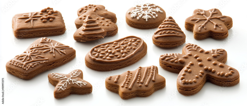 Christmas Gingerbread Cookies: Festive Treats, Brown, White Icing, Holiday Baking, Sweet Treats