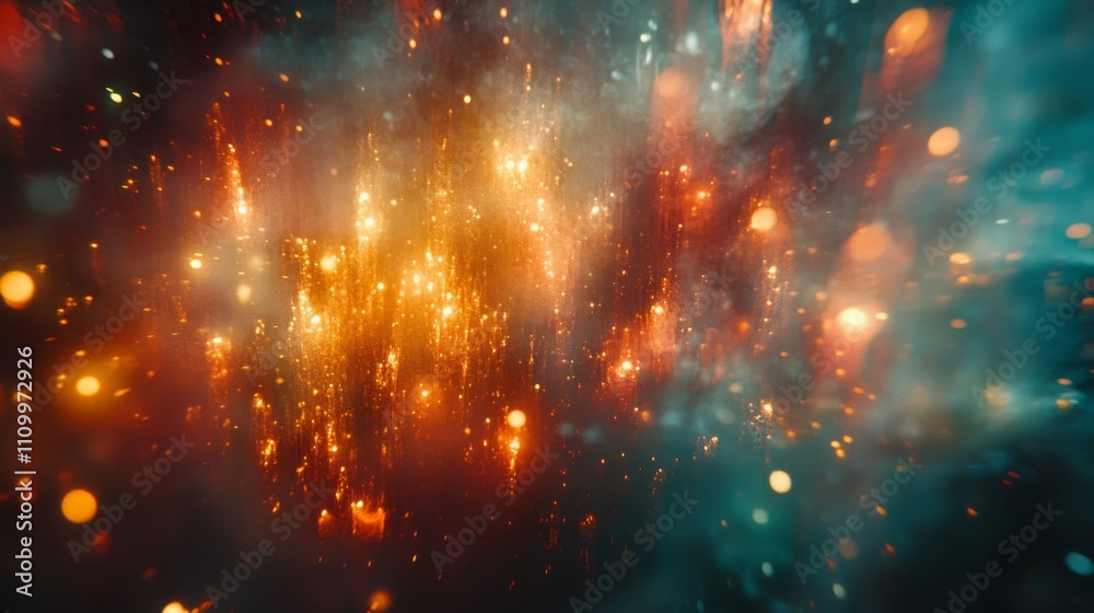 Obraz premium Abstract Blurry Background with Golden and Red Lights