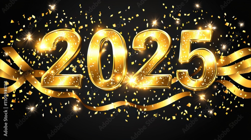 New year celebration 2025 with sparkling gold confetti festive atmosphere digital art celebration New year celebration 2025 with sparkling gold confetti festive atmosphere digital art celebration