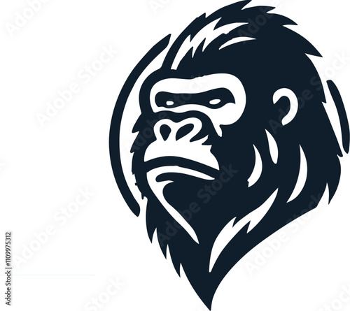 gorilla head silhouette logo in flat style photo