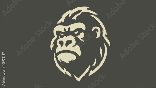 gorilla head silhouette logo in flat style photo