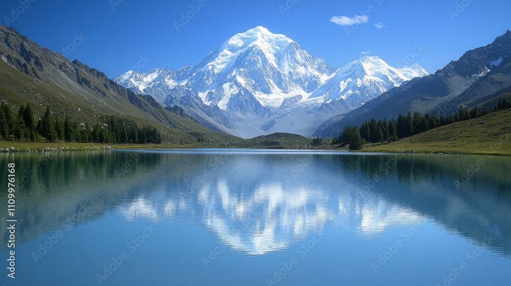 A Mountain Peak Reflected in a Still Lake A Mountain Peak Reflected in a Still Lake