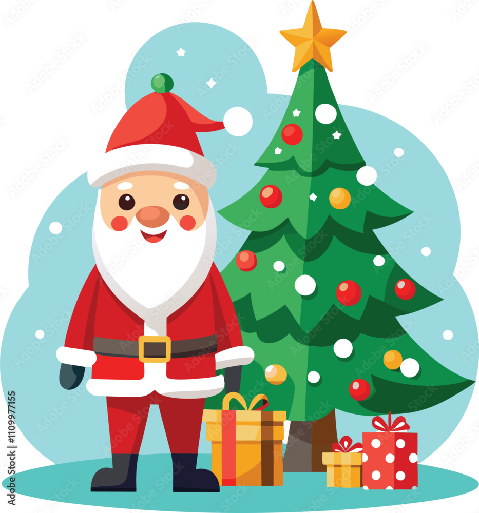 Christmas Tree and Santa Claus Vector Design Christmas Tree and Santa Claus Vector Design