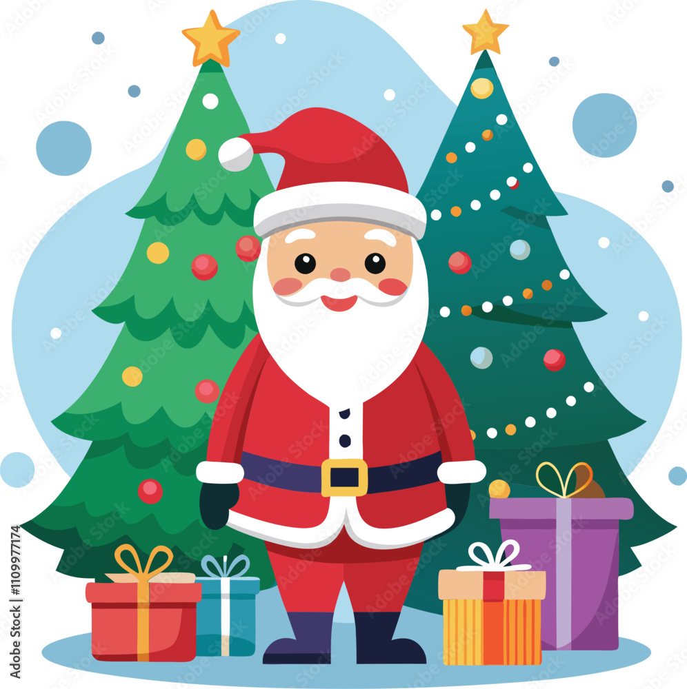 Christmas Tree and Santa Claus Vector Design Christmas Tree and Santa Claus Vector Design