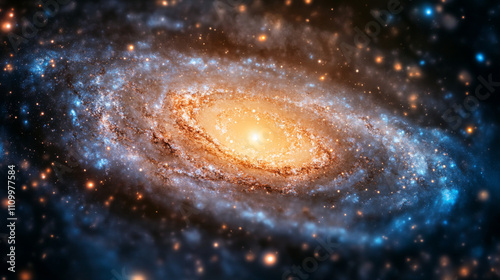 Cosmic Nebula: Starry Night Galaxy, Digital Painting, Papercutout Style