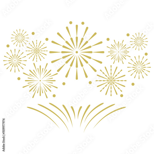 New Year Fire Works Border Decoration