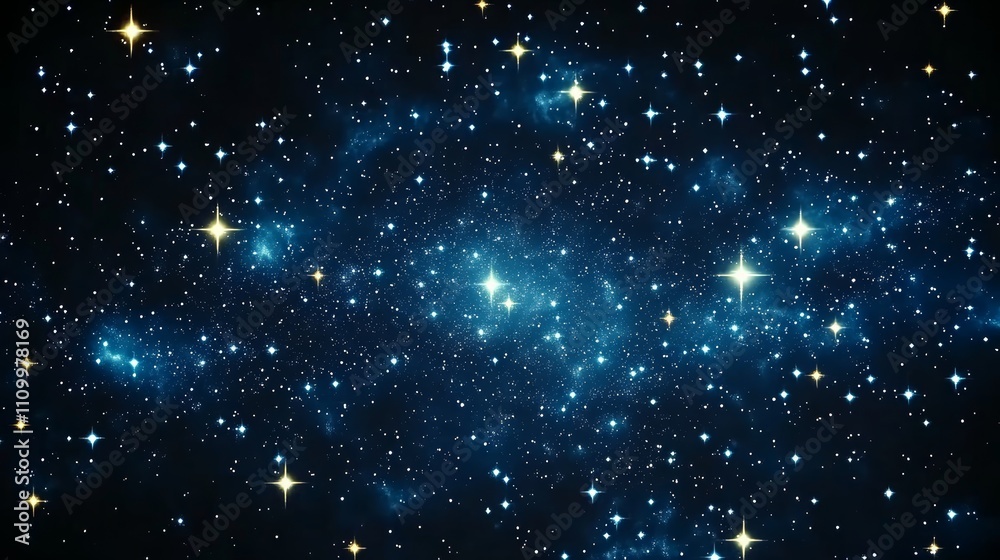 A vast expanse of deep space filled with twinkling stars and a blue nebula. A vast expanse of deep space filled with twinkling stars and a blue nebula.