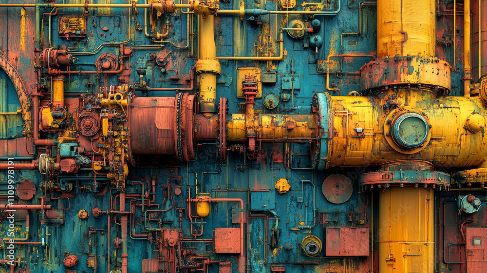 Industrial Machinery: Rust, Pipes, and Gears 3D Render Industrial Machinery: Rust, Pipes, and Gears 3D Render