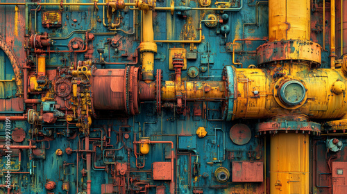 Industrial Machinery: Rust, Pipes, and Gears 3D Render