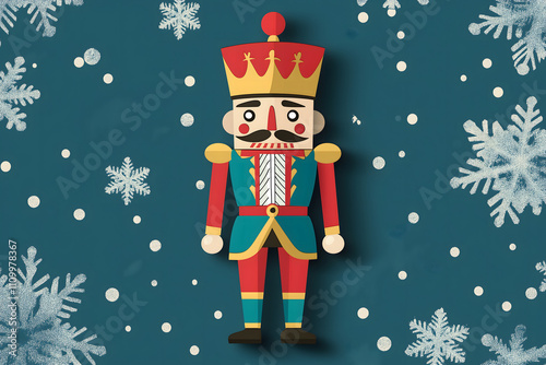 Cute Simple 3D Nutcracker Illustration for Stickers