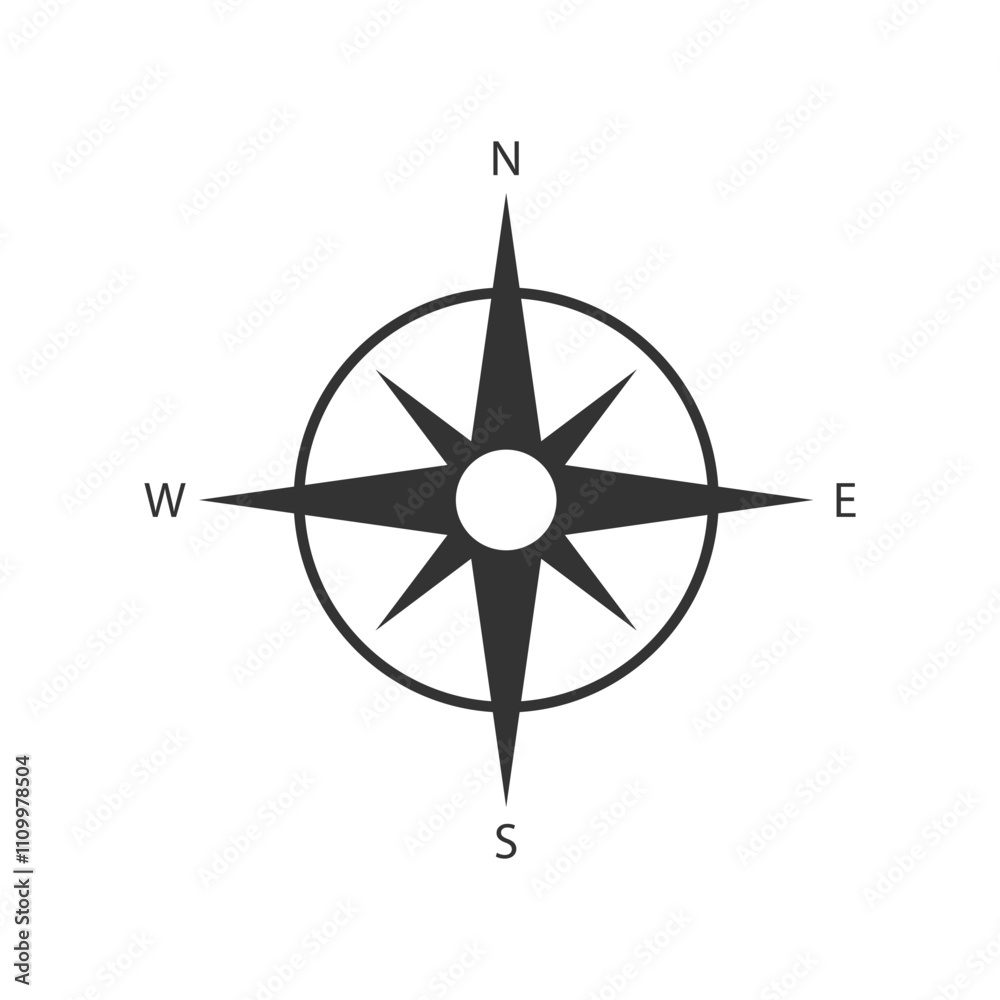 Compass, navigation icon.vector illustration, flat design Compass, navigation icon.vector illustration, flat design