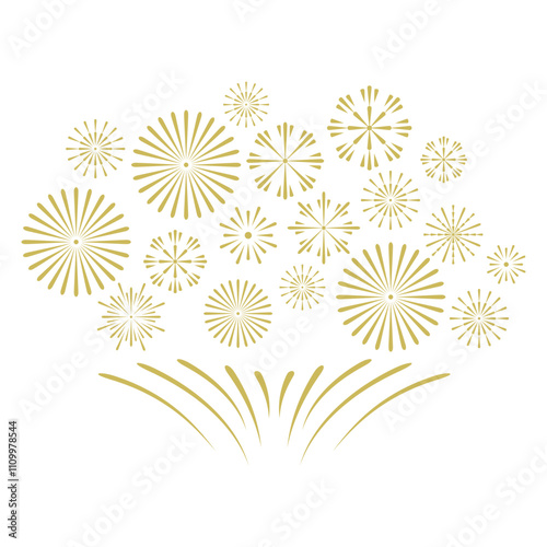 New Year Fire Works Border Decoration