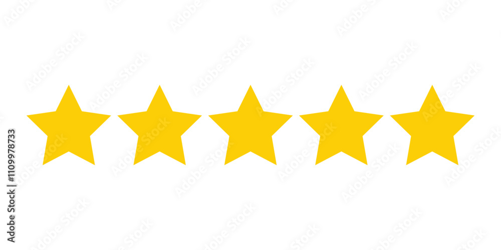 five star icon, review icon with star rating, vector illustration five star icon, review icon with star rating, vector illustration