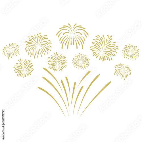 New Year Fire Works Border Decoration