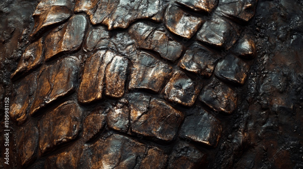 Close-up Texture of Dark Brown Scaly Reptile Skin
