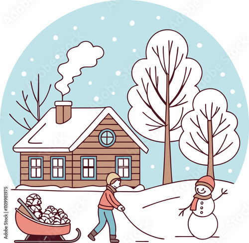 winter landscape with houses
