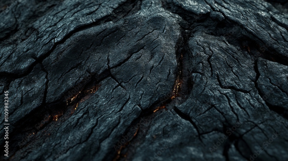 Close-up of Charred Wood with Glowing Embers