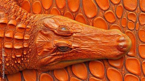 Close-Up of an Orange Alligator's Eye and Scales photo