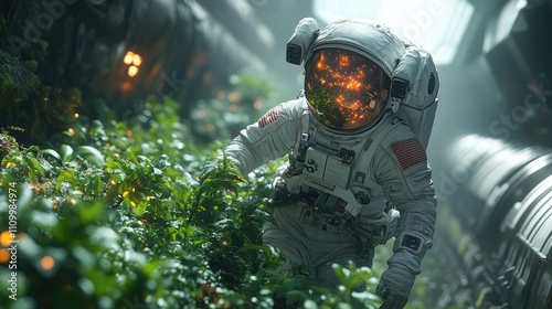 Astronaut Exploring Alien Flora: A Futuristic Vision