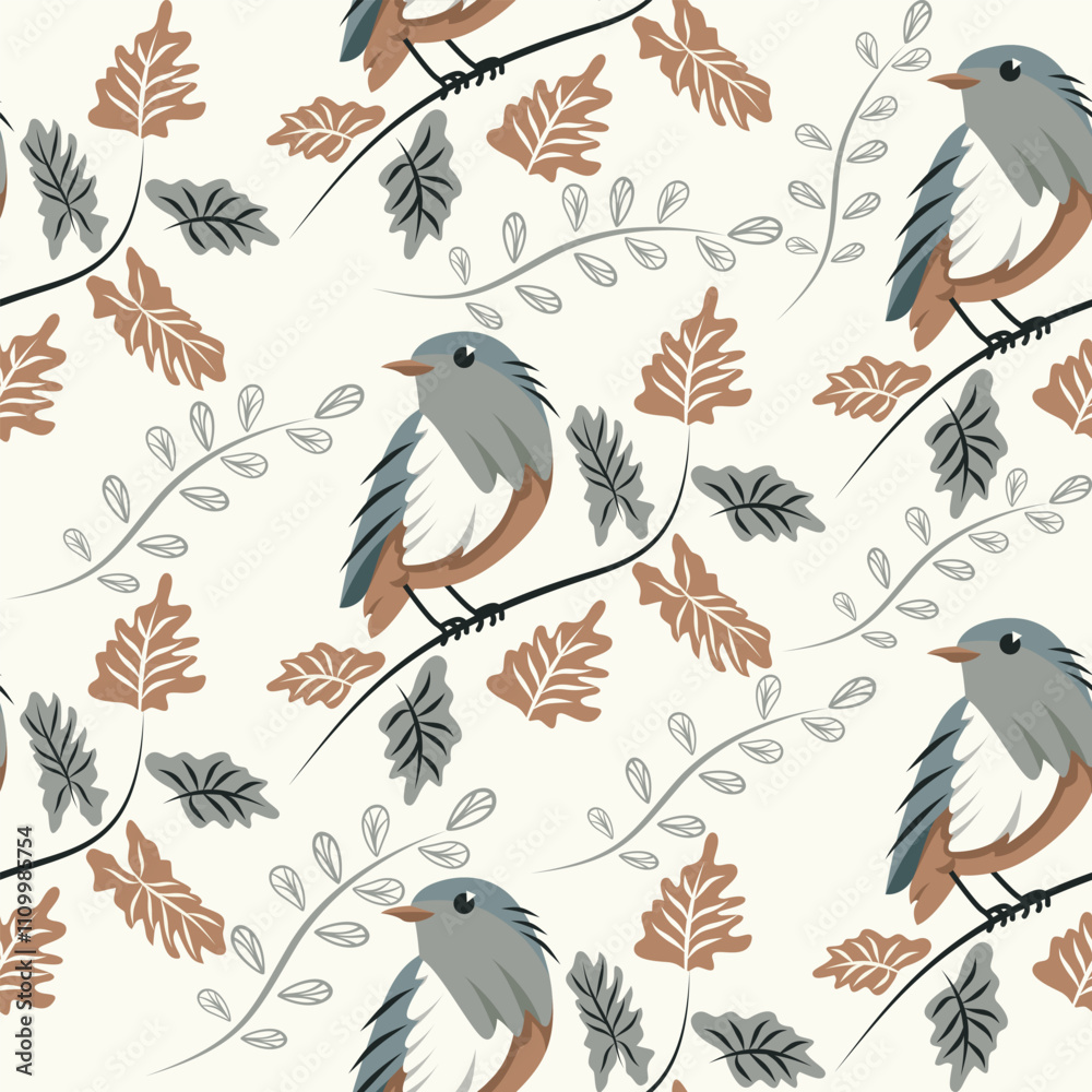 Obraz premium warbler pattern amidst the autumn flat design