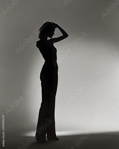 Captivating Silhouette of a Graceful Feminine Figure in Dramatic Shadows photo