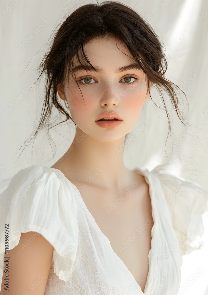 Captivating Young Woman in Ethereal Elegance Captivating Young Woman in Ethereal Elegance
