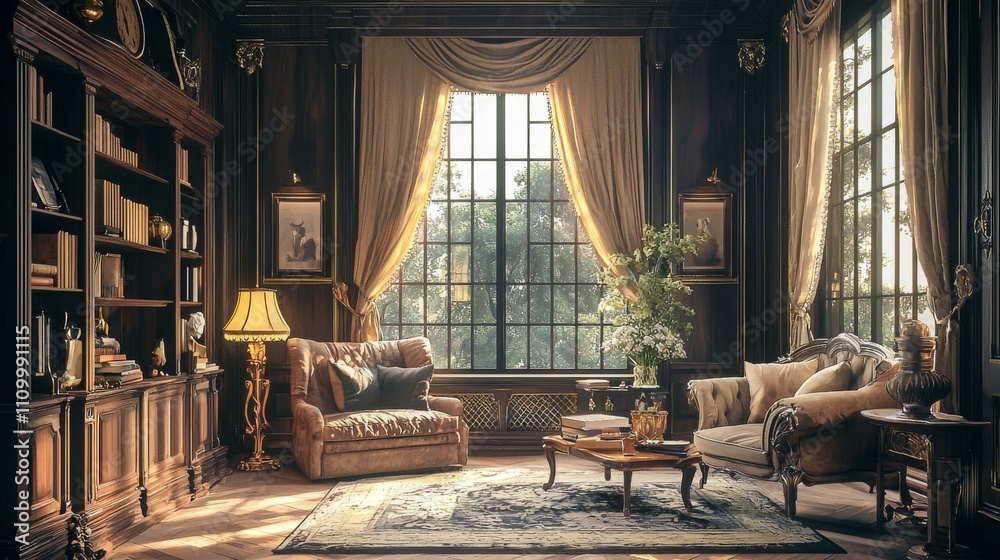 Fototapeta premium Elegant Classic Living Room with Luxury Decor