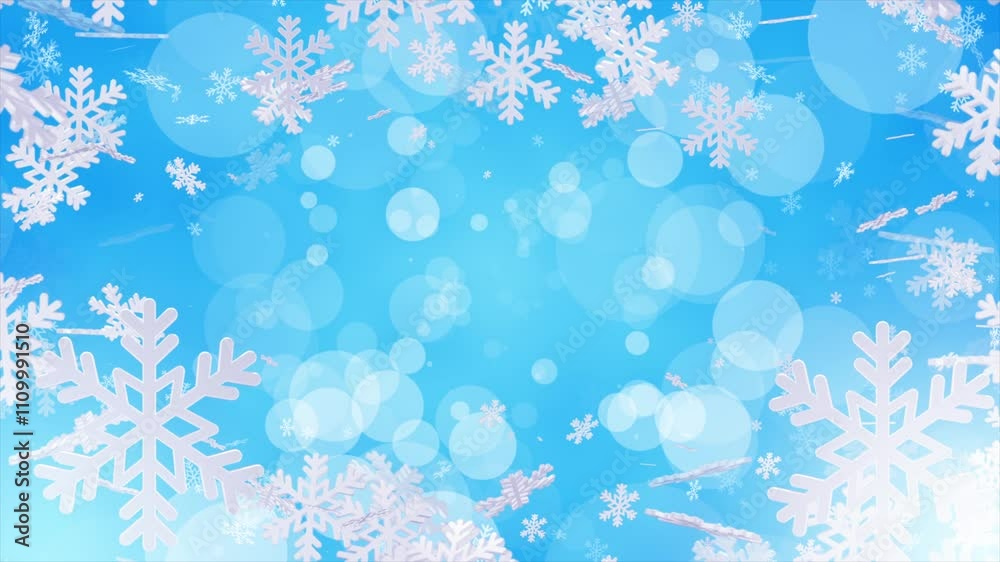 Blue Snowflake Background Loop. Winter Background Loop Blue Snowflake Background Loop. Winter Background Loop