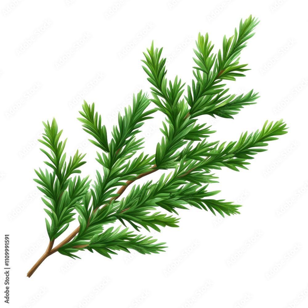 A vibrant green cedar branch showcasing its lush foliage, perfect for adding a natural touch to designs or representing the beauty of nature. A vibrant green cedar branch showcasing its lush foliage, perfect for adding a natural touch to designs or representing the beauty of nature.