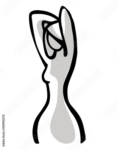 contour vector drawing of a woman figure