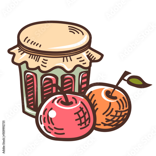 apple  jam hand drawn vector illustration