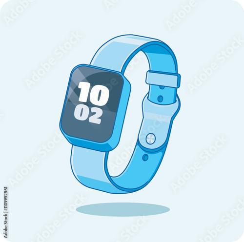 smartwatch with time on display. cartoon vector illustration gadget technology isolated