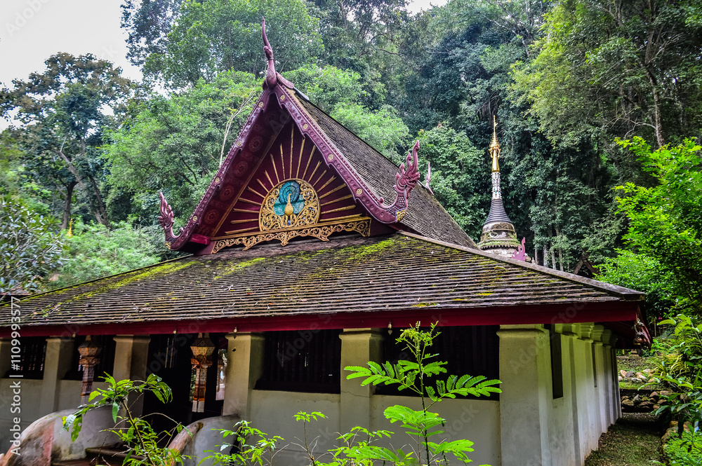 Chapel, Architecture Lanna, Symbols of Buddhism at Pha Lat Temple (Sakithaka),Chiang Mai, Northern Thailand Chapel, Architecture Lanna, Symbols of Buddhism at Pha Lat Temple (Sakithaka),Chiang Mai, Northern Thailand